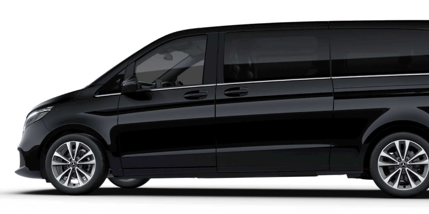 Mercedes Benz clase V 250D Avantgarde color negro disponible en el servicio de alquiler de vehiculos mercedes benz de mobility centro rent a car